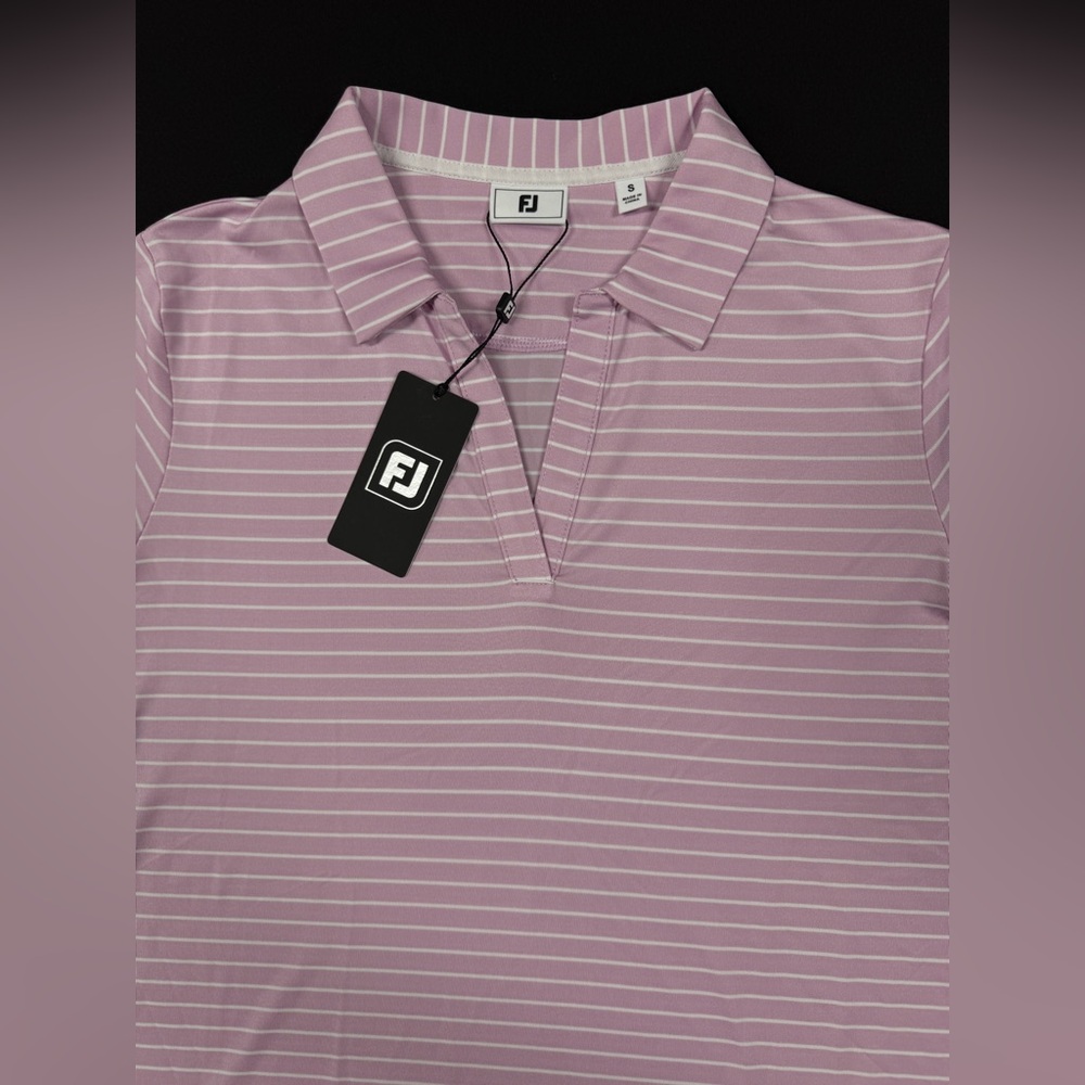 FootJoy - Womens Small - Pink Open Collar Stripe Polo - NEW